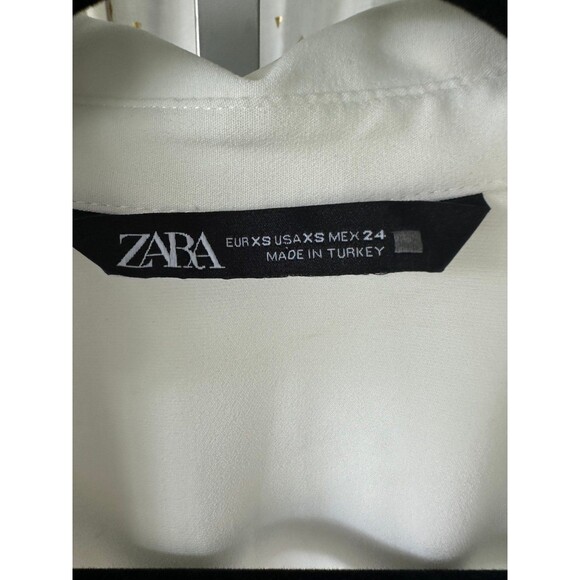 Zara Oyster White Lapel Collar Side Ruched Corset Waist Faux Wrap Mini Dress XS - Picture 11 of 12